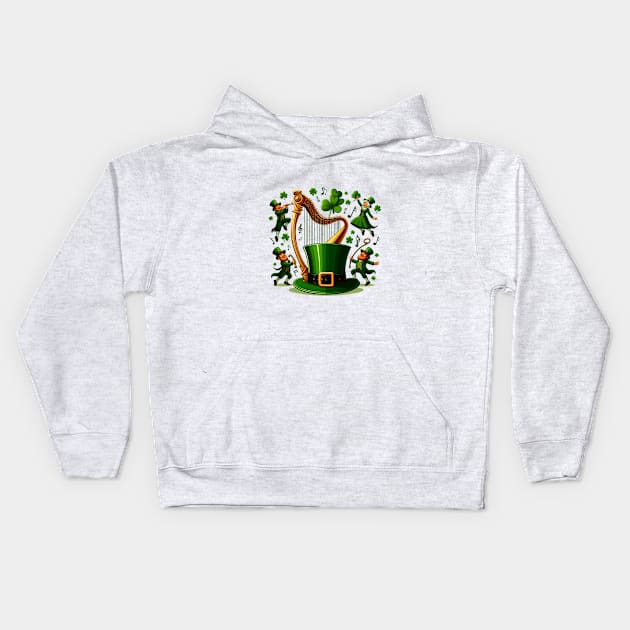 Irish Harp Kids Hoodie by BukovskyART